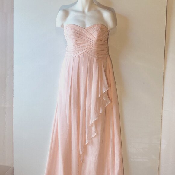 David's Bridal SZ 12 Bridesmaid Petal Strapless sweetheart neck wedding bridal - Picture 2 of 11